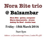 nora bite live jazz london - guitar - composer , 2016 March 18th Friday