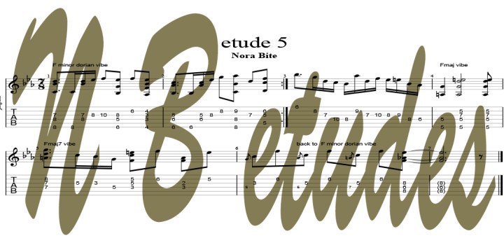 etude 5 - modern jazz guitar exercises, modern jazz guitar exercises, practice of odd meters for guitar, guitar pro file, musical notation and tabs, music charts for jazz guitar , mp3